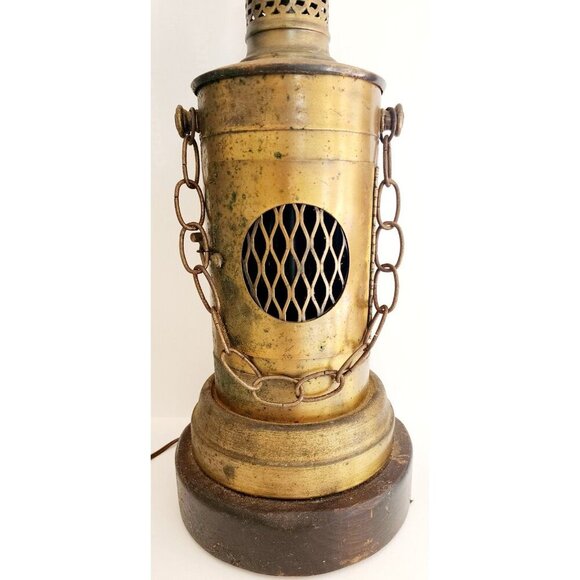 1960s MCM Table Lamp Brass Nautical Industrial Internal Light Mid Century INVRM - Picture 2 of 6